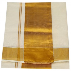 Kuthampully Special Kasavu Sraee with Golden Brocade